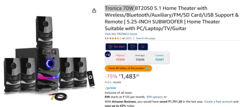 Image of Tronica 70W BT2050 5.1 Home Theater
