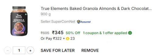 Image of True Elements Baked Almonds & Dark Chocolate 900g