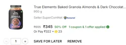 True Elements Baked Almonds & Dark Chocolate 900g