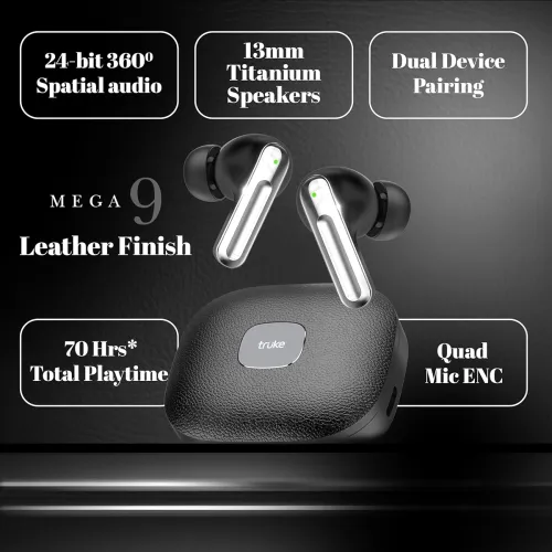 Image of truke Mega 9 TWS Earbuds (70H Playtime, Spatial Audio, ENC)