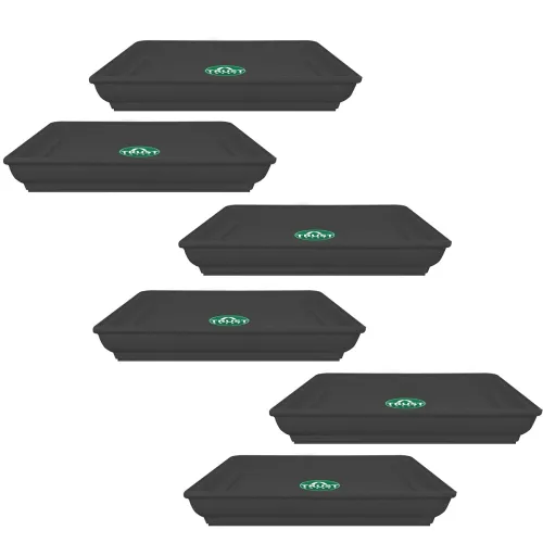 Image of TrustBasket 10-Inch Square Plant Tray Set (6 pcs, Black)