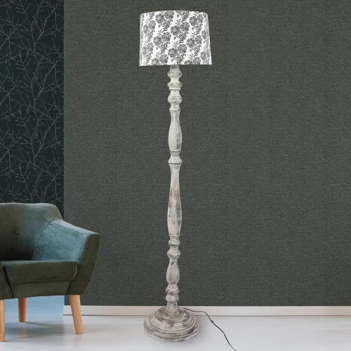 Image of Tu Casa 56.5inch Floor Lamp with Filigree Shade & Mango Wood Base