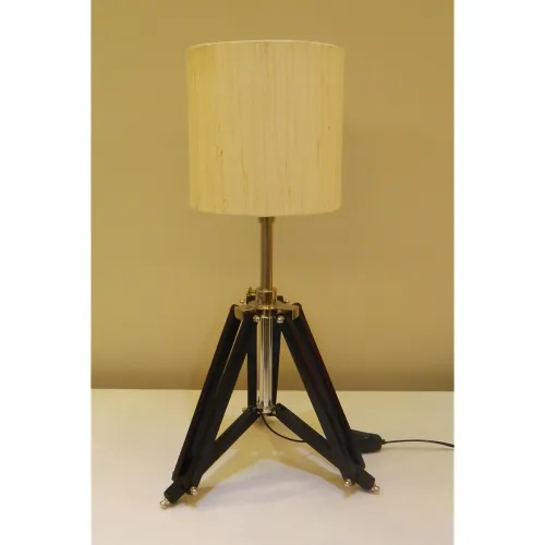 Image of tu casa Classic Vintage Tripod Brown Mangowood Table Lamp