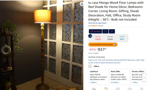 Image of tu casa Mango Wood Floor Lamps