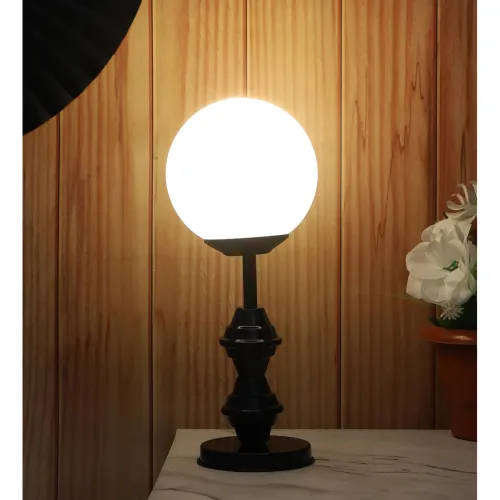 Image of Tu Casa Metal Table Lamp with Glass Shade - 13.4