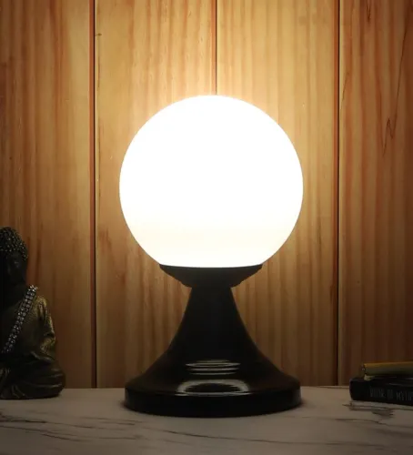 Image of tu casa metal table lamp with glass shade