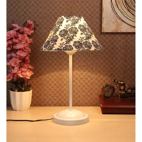 Image of tu casa Table Lamp with Metal Base and Cotton Shade, H-15