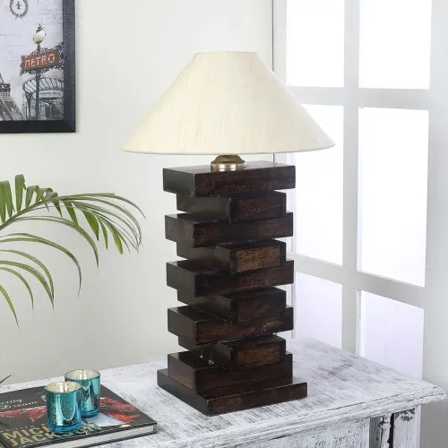 Image of tu casa Table Lamps with Mango Wood Base for Home Décor