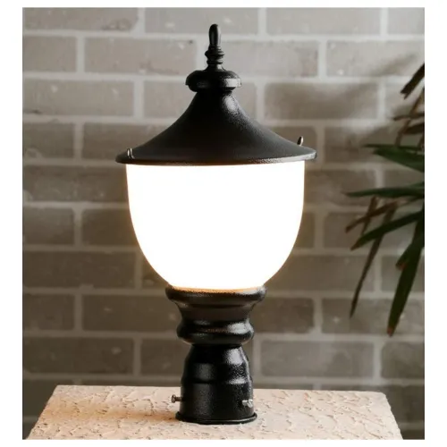 Image of tu casa White Acrylic Shade with Black Metal-Iron Base Gate Light