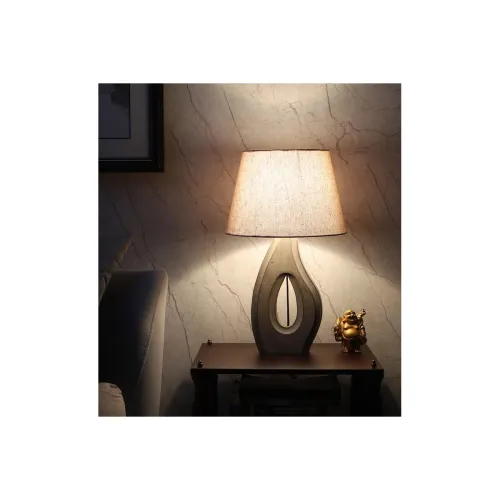 Image of tu casa Wooden Table Lamps with Off-White Jute Shade for Home Décor