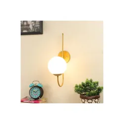 TuCasa Golden Metal Decorative Wall Lamp with Glass Globe Holder Type-E-27 (Design 6)