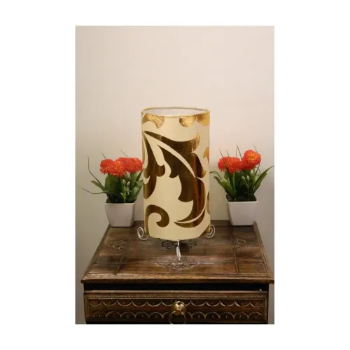 Image of Tucasa Printed Classic Circular Drum Table Lamp