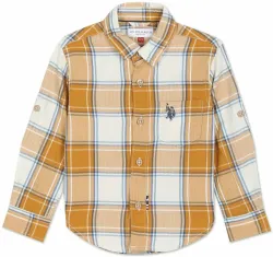 U.S. POLO ASSN. Boys Regular Fit Checkered Spread Collar Casual Shirt