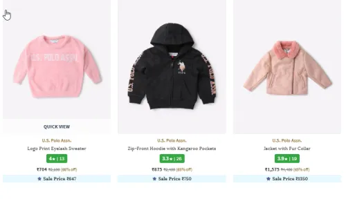 Image of U.S. POLO ASSN. Girl's Clothing Starting At @₹285