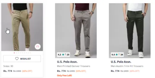 Image of U.S. Polo Assn. Men Austin Trim Fit Trousers up to @₹69% Discount