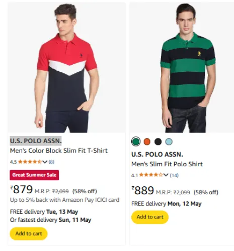 Image of U.S. POLO ASSN Men Fashion T-shirt Flat 58% Discount
