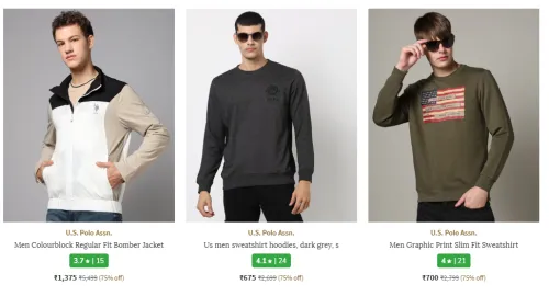 Image of U.S. POLO ASSN. men's Clothing up to @ ₹75% Discount