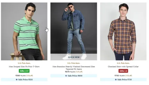 Image of U.S. POLO ASSN. Men's Clothing Starting At @₹580