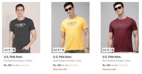 Image of U.S Polo Men T-shirt Minimum 60% Discount