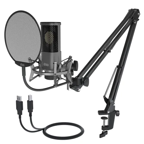 Image of Uhuru UM-1000 USB Condenser Mic with Stand & Pop Filter for PC, Gaming, YouTube
