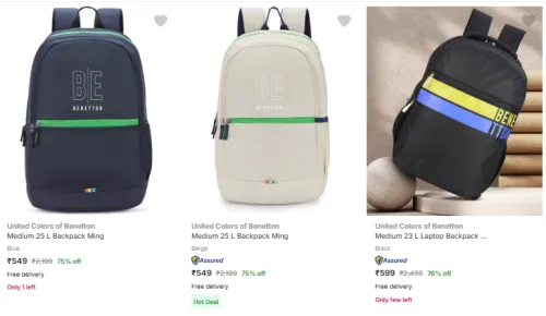 Image of United Colors Of Benetton Backpacks @ Up to 75% Discount