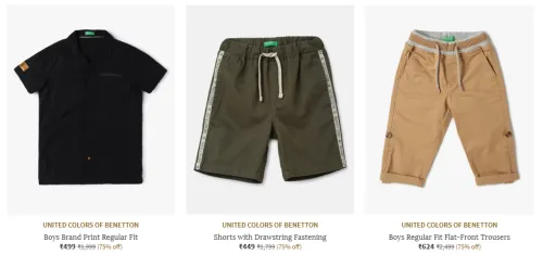 Image of UNITED COLORS OF BENETTON Boys Regular Fit Starting At ₹499