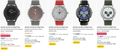 Image of UNITED COLORS OF BENETTON Men's Analog Watch Flat 50% Discount