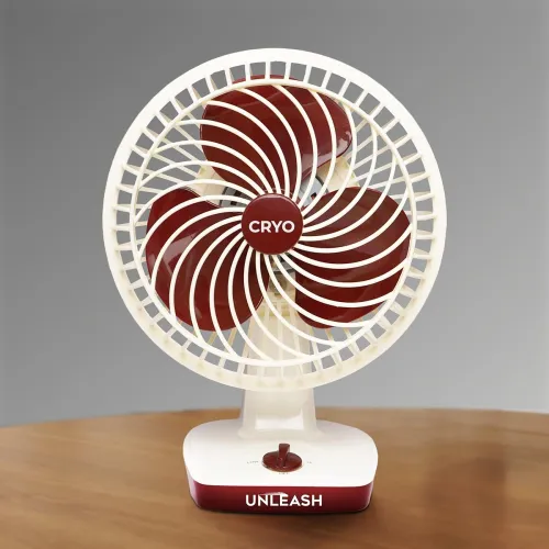 Image of Unleash Cryo 230 MM Table Fan For Home, Bedroom, Living Room With Powerful Motor and 3 Speed Setting (Ivory)