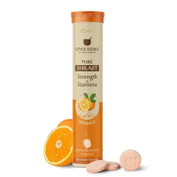 UPAKARMA Shilajit Orange Flavour Effervescent - 20 Tablets | Helps to Boost Strength & Stamina |