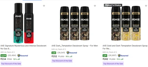 Image of Upto 76% Discount on Axe Deodorant Spray