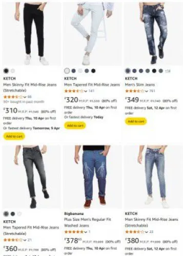 Image of UPTO 80% OFF ON Ketch Men's Jeans Starts @ ₹310