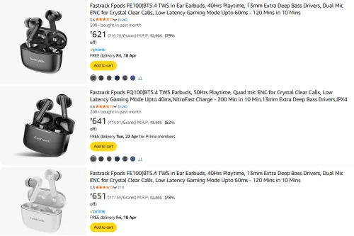 Image of Upto 82% OFF ON Fastrack Earbuds Starting @ ₹607 