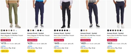 Image of upto 83% off on Amazon Brand - Symbol trousers