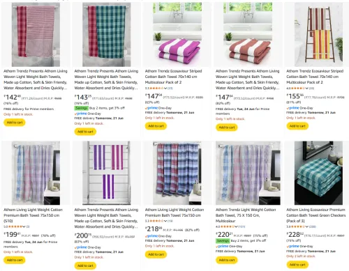 Image of Upto 85% Off on Athom Cotton Bath Towel 