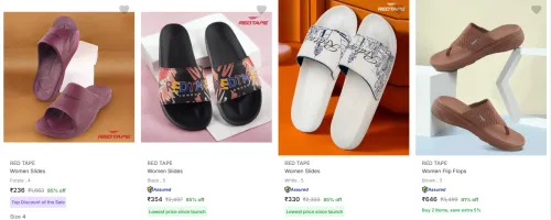 Image of Upto 85% Off red tape women's sliders
