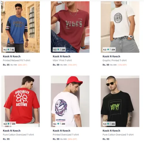Image of Upto 88% Off on Kook N Keech T-Shirts 