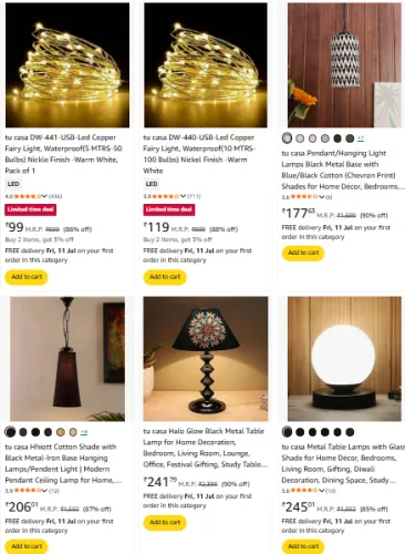 Image of Upto 96% Off on Tu Casa Decorative Lamps