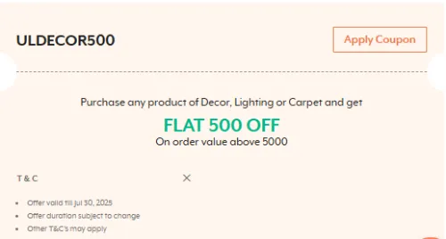 Image of UrbanLadder Coupon : Colour Crush Sale Flat ₹500 off on Home Decor