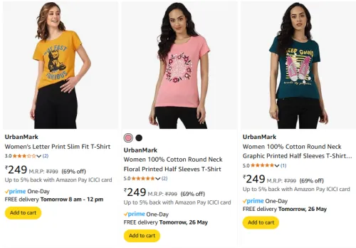 Image of UrbanMark Women's T-shirts at minimum 69% Discount