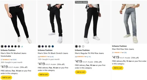 Image of Urbano Fashion Men's Jeans at minimum 70% Off 