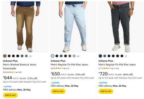 Image of Urbano Plus Men's Jeans at minimum 62% Discount