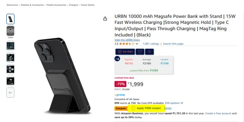 Image of URBN 10000 mAh Magsafe Power Bank with Stand