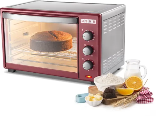 Image of USHA 42-Litre Oven Toaster Grill (OTG) (OTGW3642RCSS, Wine & Matte Black)