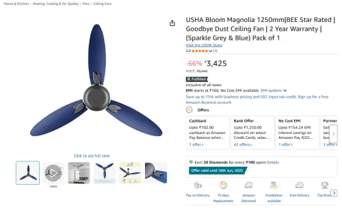 Image of USHA Bloom Magnolia 1250mm Ceiling Fan