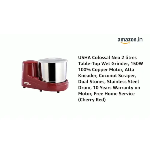 Image of USHA Colossal Neo 2 litres Table-Top Wet Grinder, 150W 100% Copper Motor