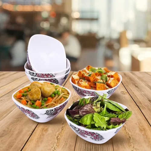 Image of USHA SHRIRAM Melamine (220ml) Square Veg Bowl Set