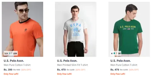Image of U.S. Polo Assn. Men's T-shirt at Minimum 60% Discount