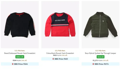Image of U S Polo Assn. Brand Boy's Clothing @ Minimum 70% Discount