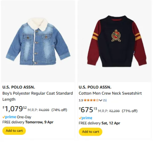 Image of U.S. POLO ASSN. Brand Boy's Clothing @ Up to 74% Discount