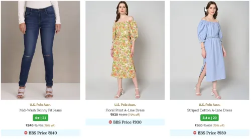Image of U S Polo Assn. Brand Women's Clothing @ Minimum 70% Discount
